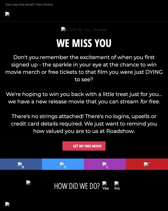 Roadshow email