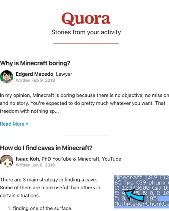 Quora digest email