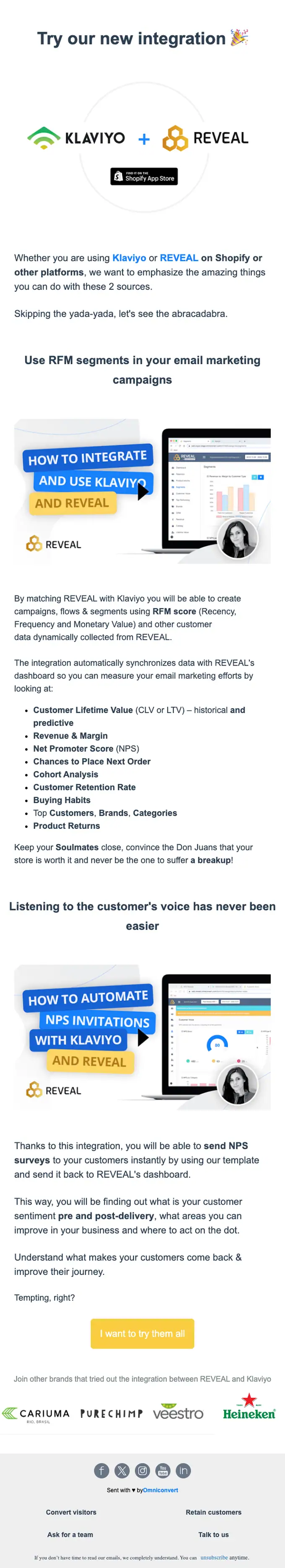 Omniconvert product launch email, full length