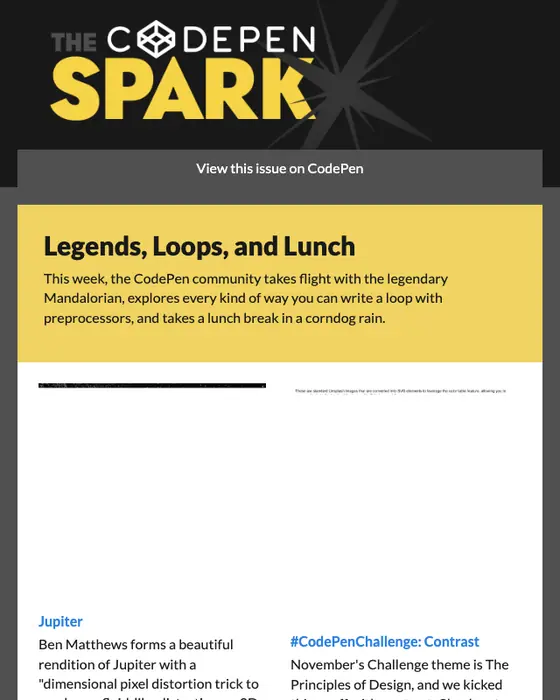 CodePen newsletter email