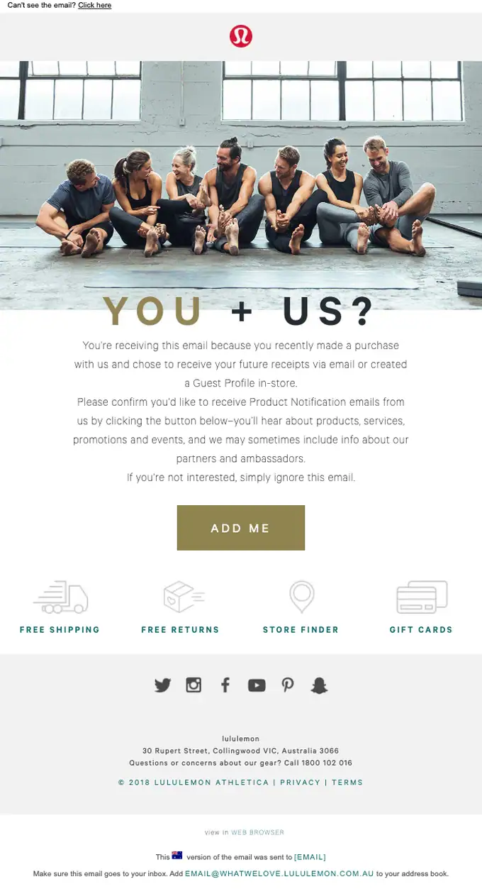 lululemon double opt in email, full length