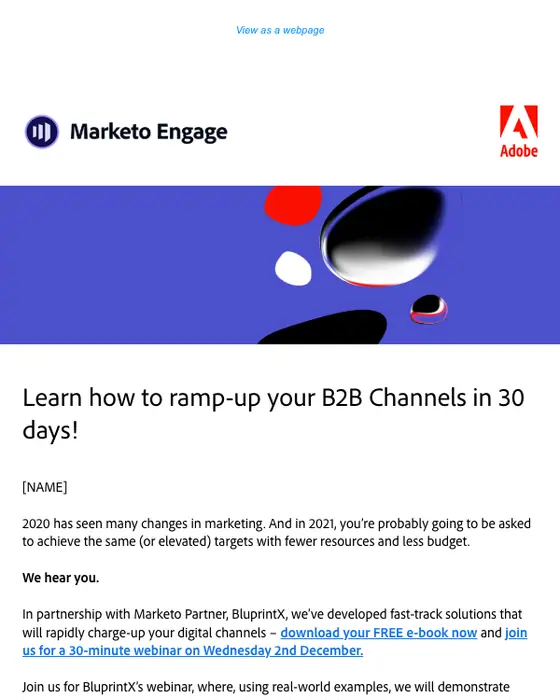 Adobe - Marketo Engage webinar email