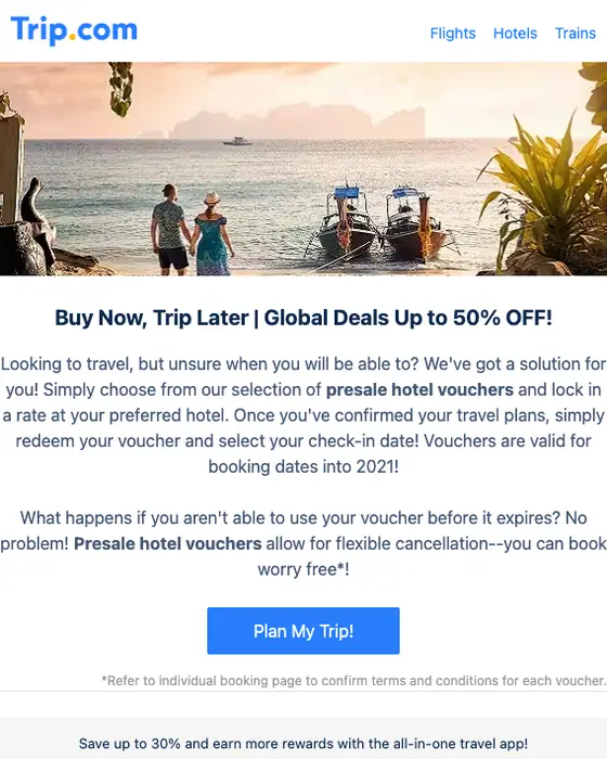 Trip.com Cyber Monday email