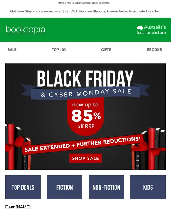 Booktopia Bookstore sale email