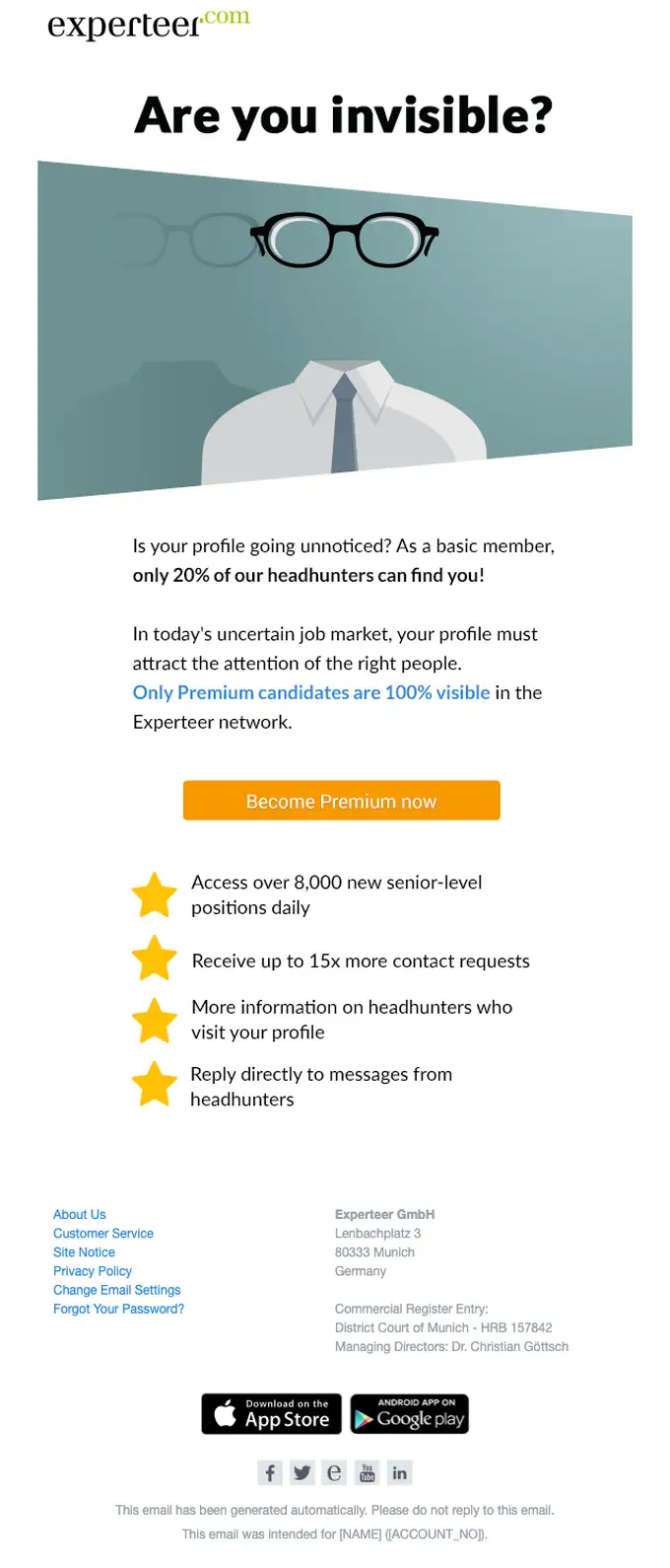 Experteer re engagement email, full length