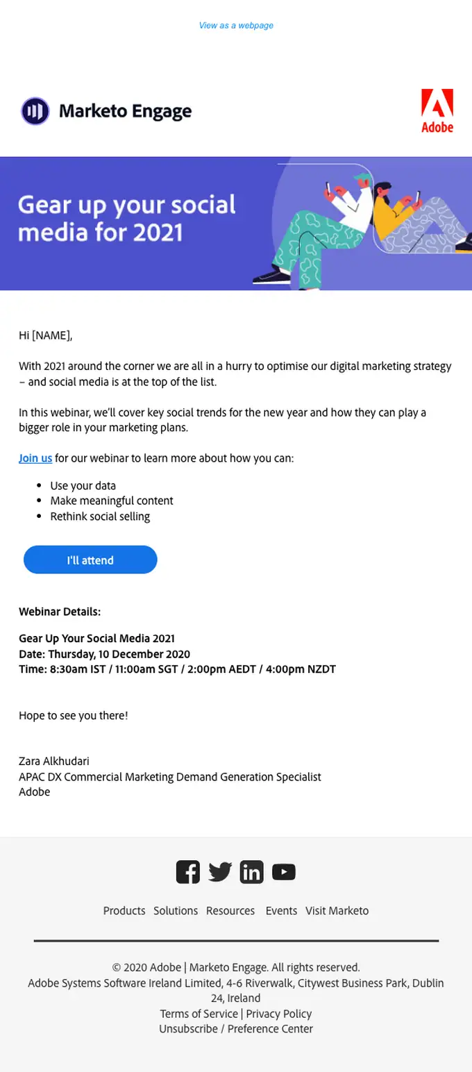 Adobe webinar email, full length
