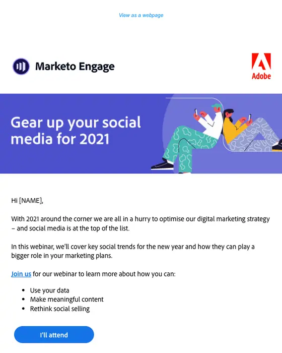 Adobe webinar email
