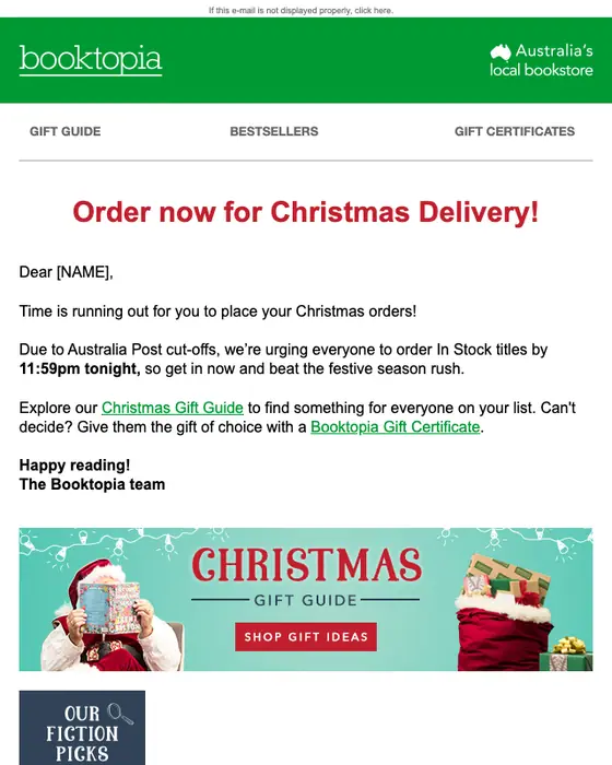 Booktopia Bookstore seasonal email