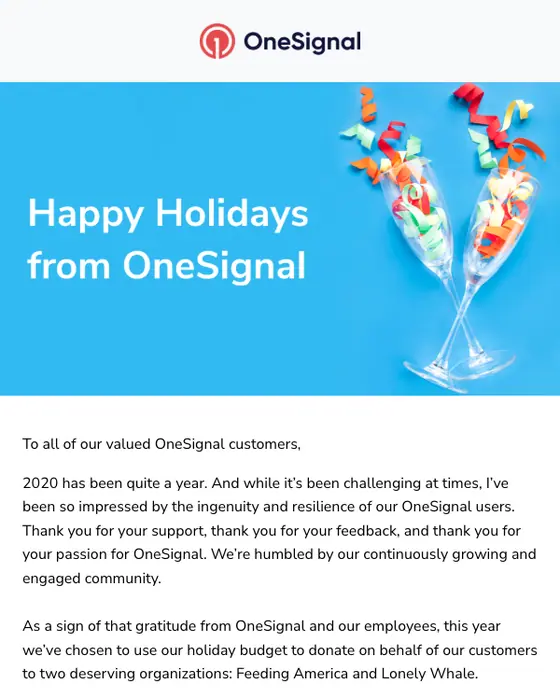 OneSignal thank you email
