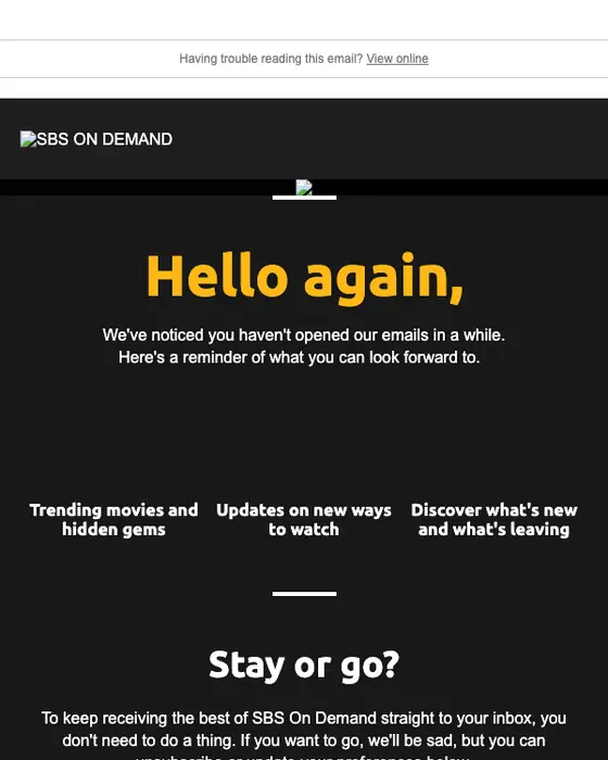 SBS On Demand re engagement email