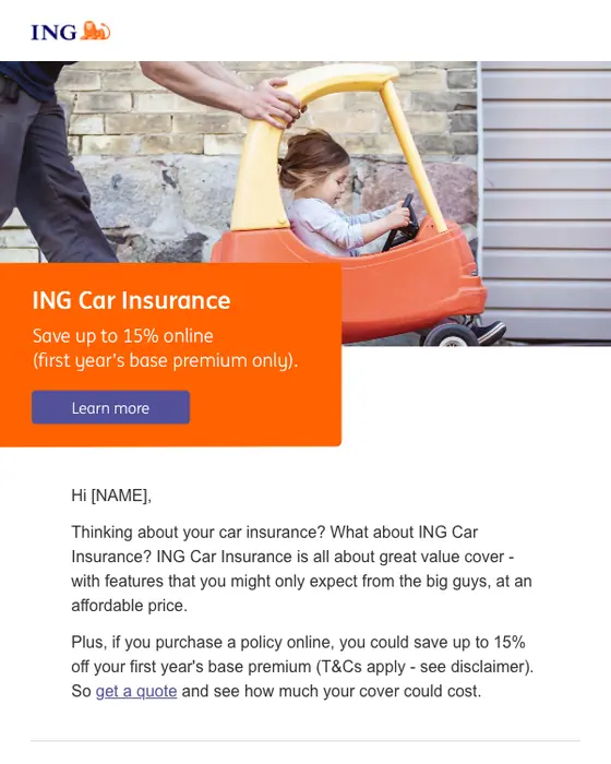 ING Australia promotional email