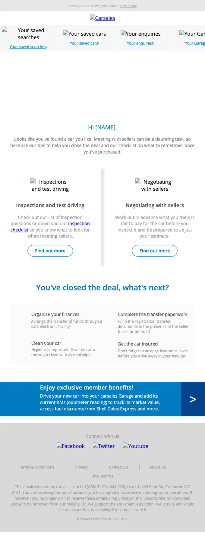 carsales.com.au re engagement email, full length