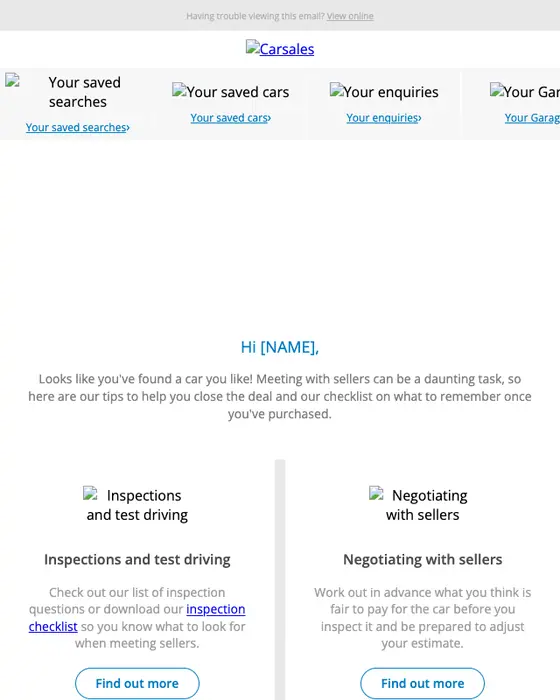 carsales.com.au re engagement email