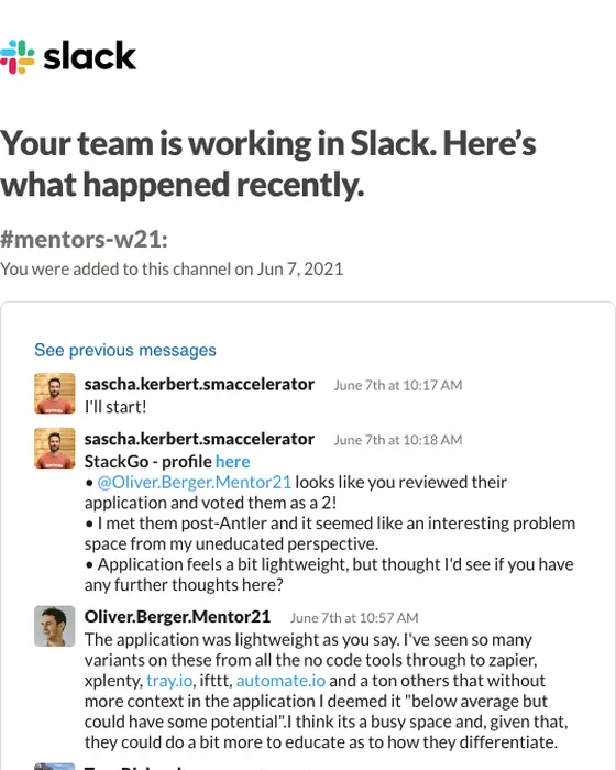 Slack digest email