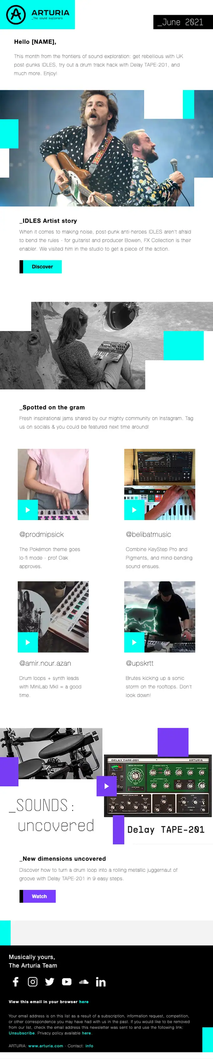 Arturia newsletter email, full length