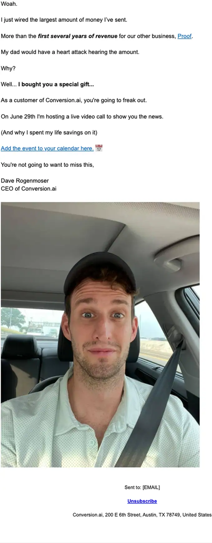 Conversion.ai event invite email, full length