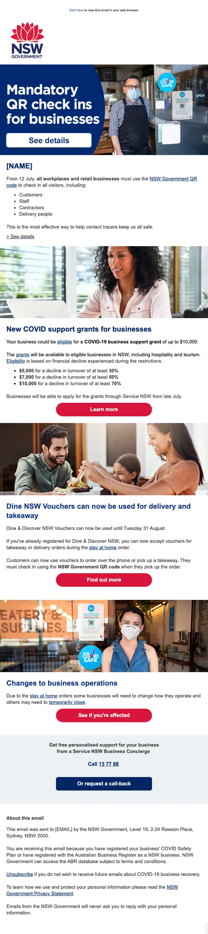 NSW Government account notice email, full length