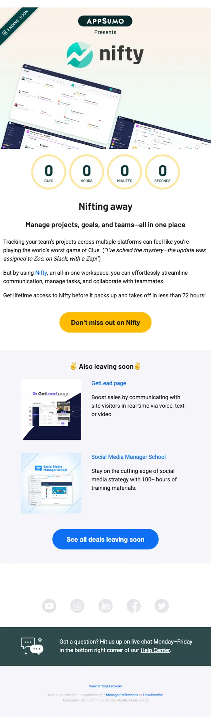 AppSumo expiration notice email, full length