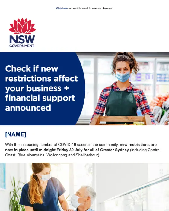 NSW Government account notice email