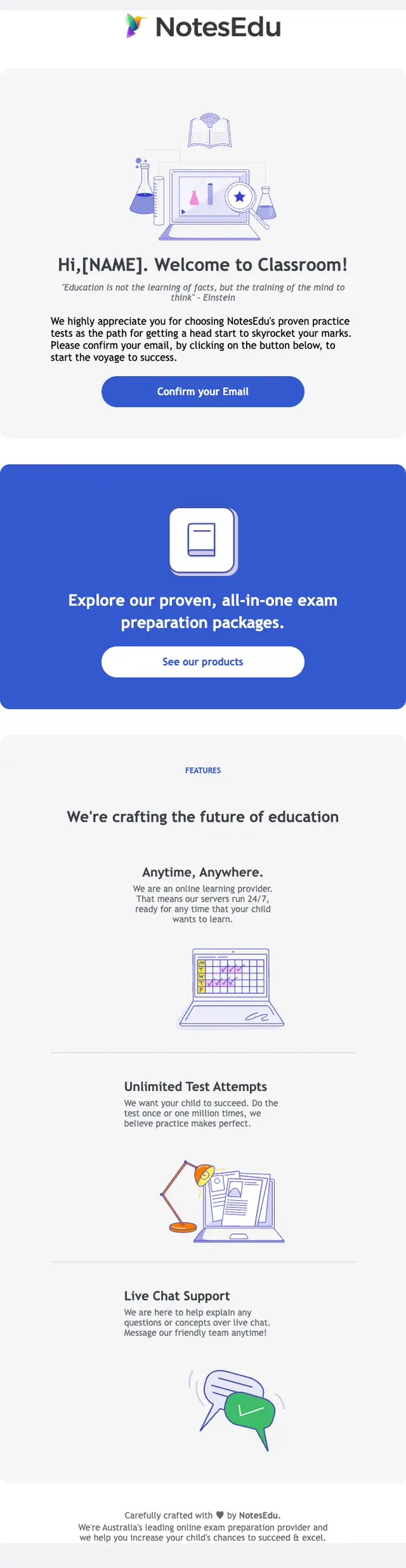 NotesEdu email verification email, full length
