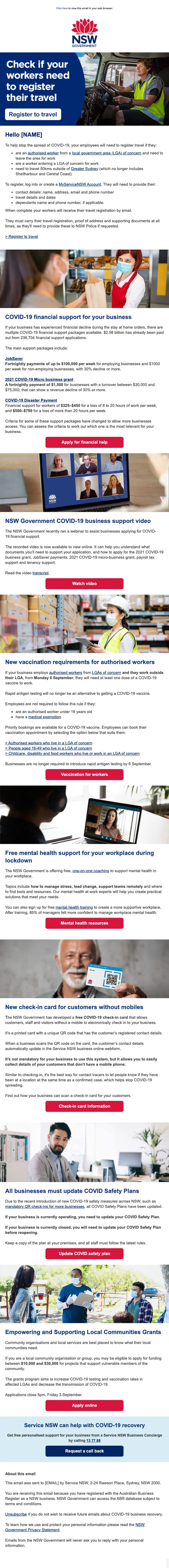 NSW Government account notice email, full length