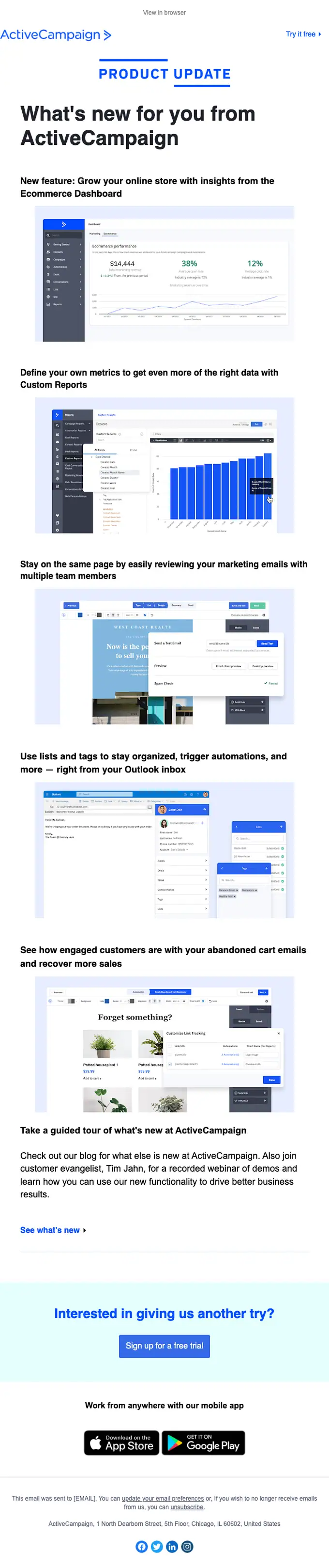 ActiveCampaign re engagement email, full length