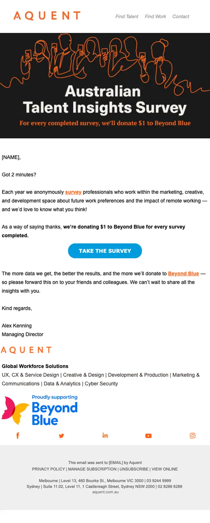Aquent survey email, full length