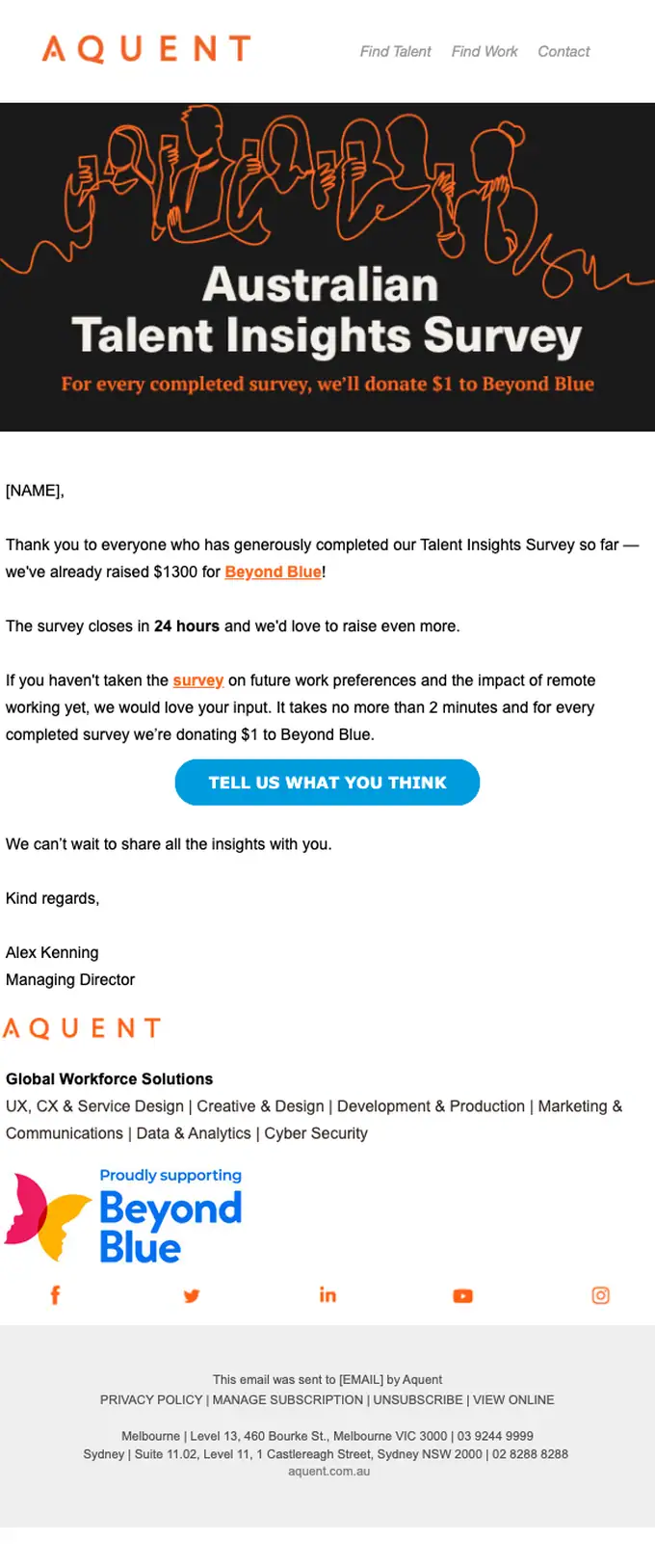 Aquent thank you email, full length