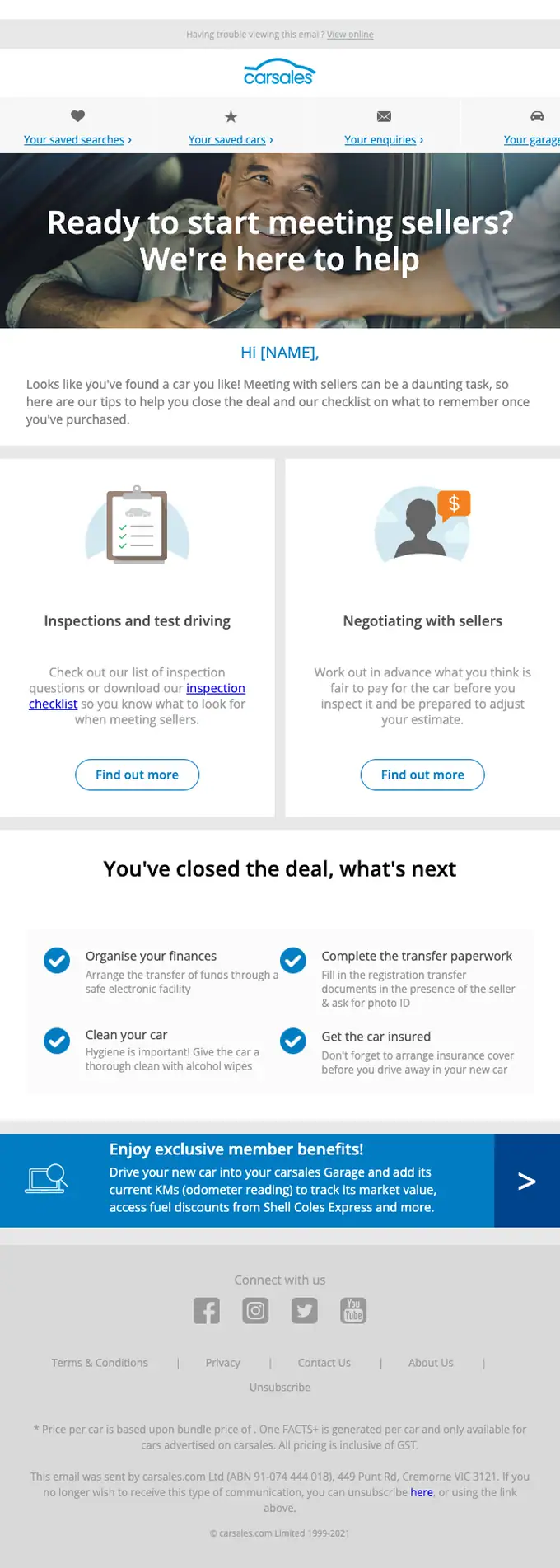 carsales re engagement email, full length