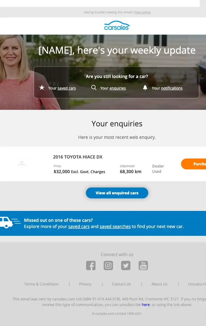 carsales digest email, full length