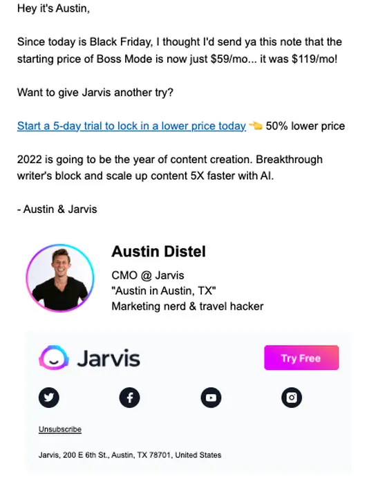 Jarvis.ai sale email