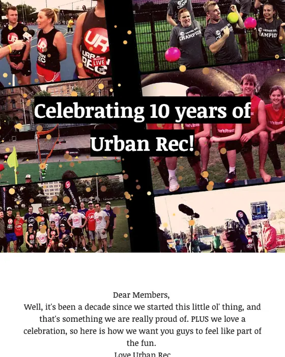 Urban Rec promotional email