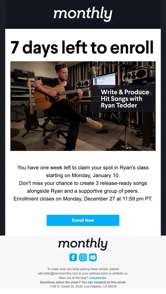 Monthly expiration notice email, full length