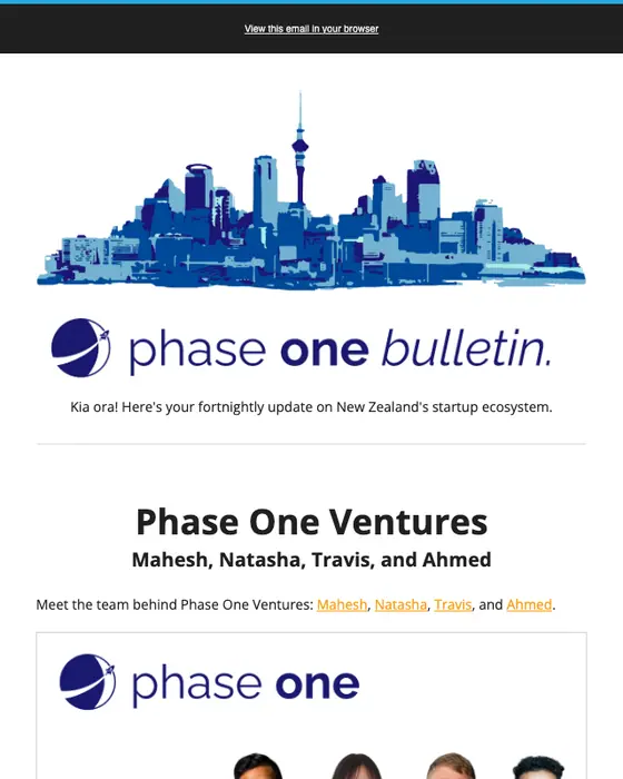Phase One Ventures newsletter email