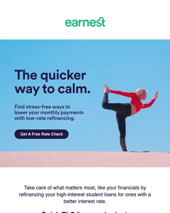 Earnest promotional email