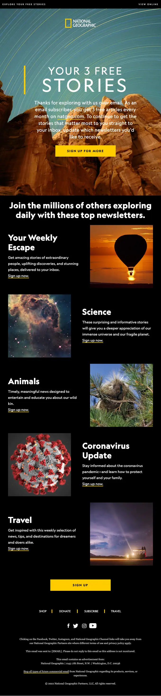National Geographic re engagement email, full length