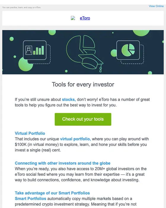 eToro promotional email