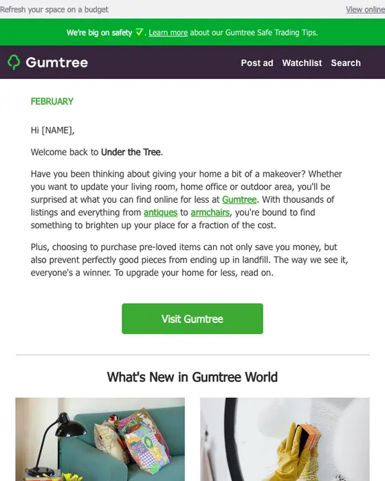 Gumtree Australia newsletter email