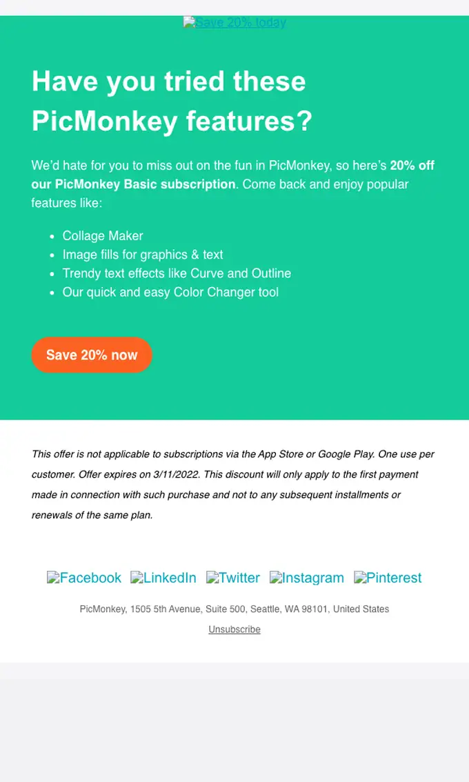 PicMonkey re engagement email, full length