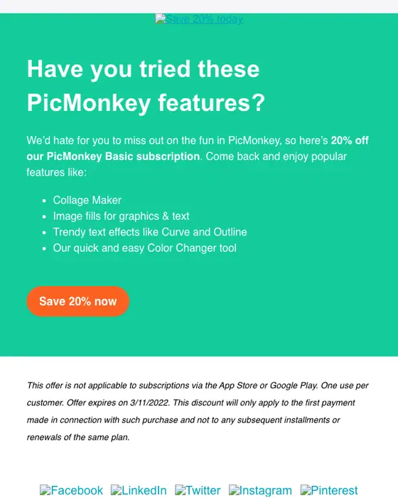 PicMonkey re engagement email