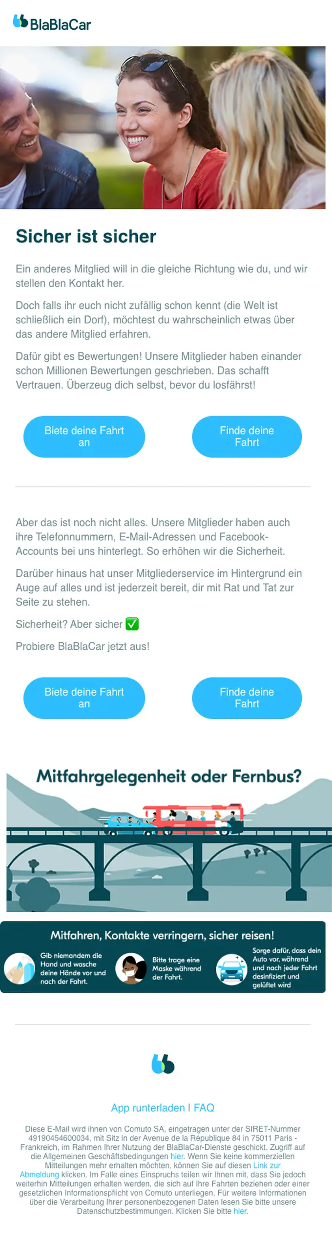 BlaBlaCar account notice email, full length