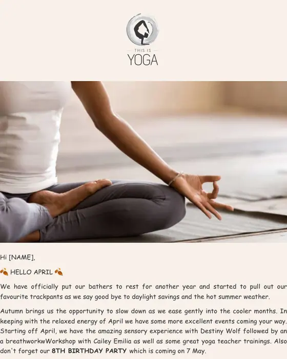 This Is Yoga newsletter email