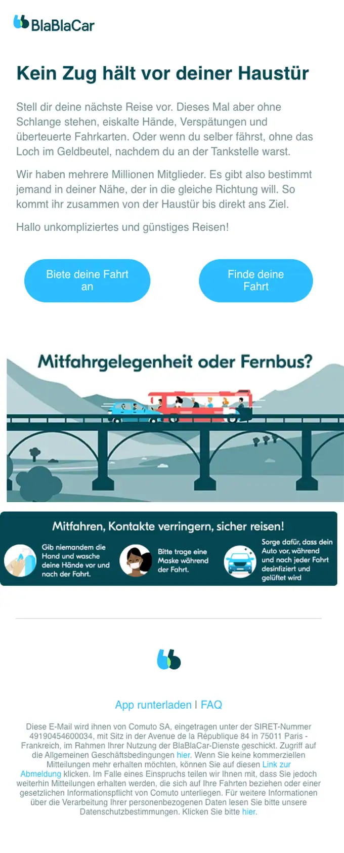 BlaBlaCar promotional email, full length