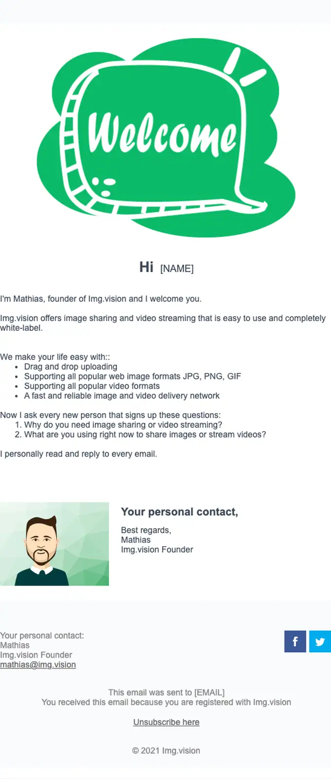 Img.vision welcome email, full length