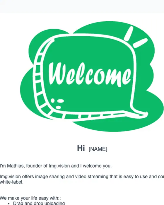 Img.vision welcome email