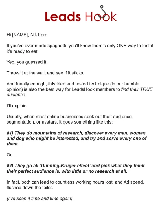 LeadsHook newsletter email