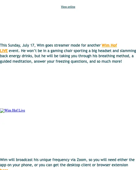 Wim Hof Method event invite email
