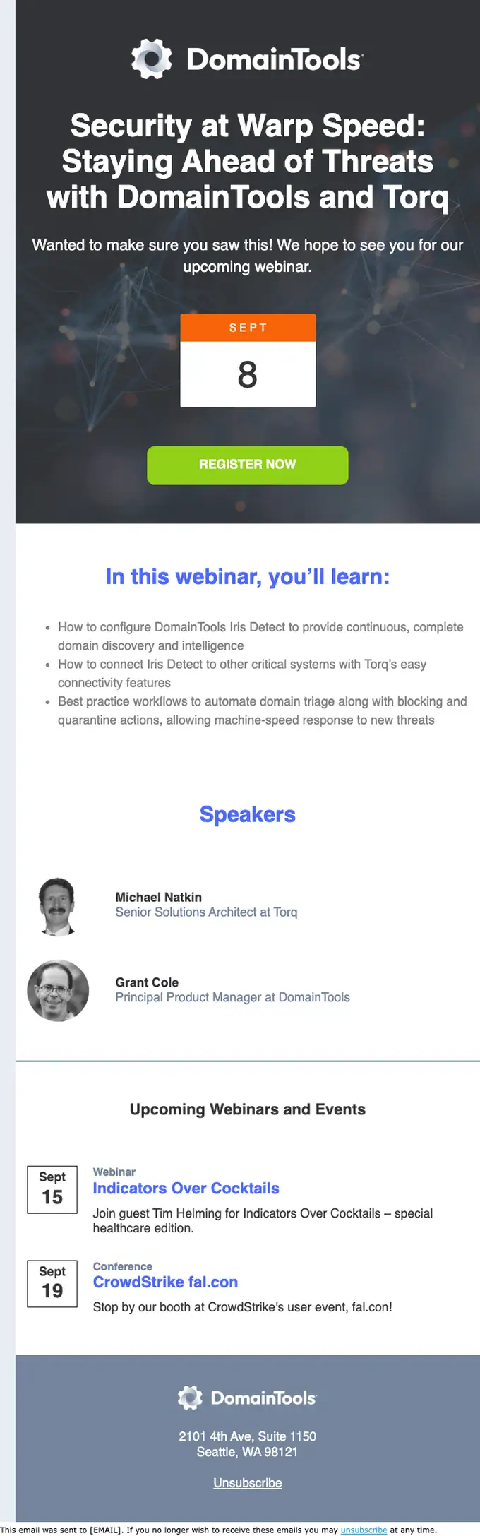 DomainTools webinar email, full length