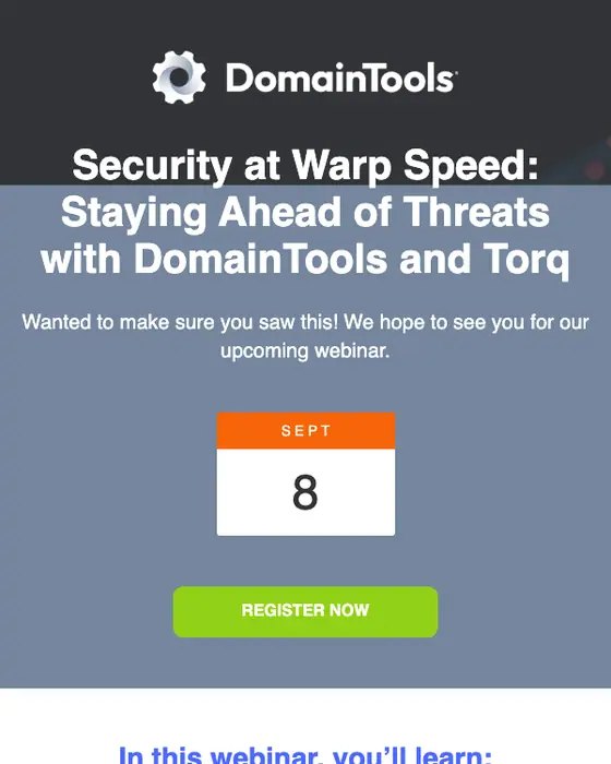 DomainTools webinar email