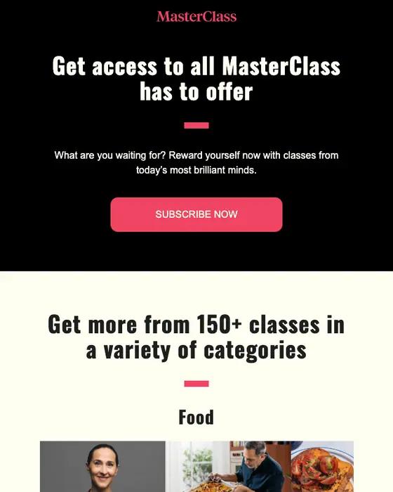 MasterClass promotional email